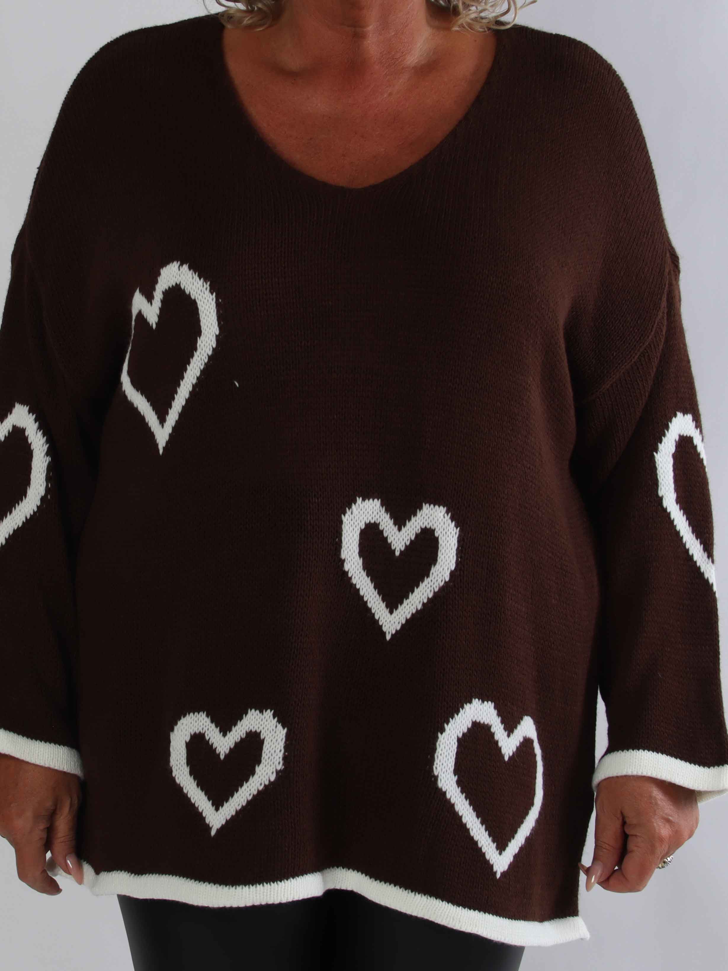 Vivianne - Sød plus size strikbluse med fine hjerter